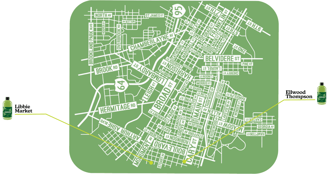 Store locations map with bottles